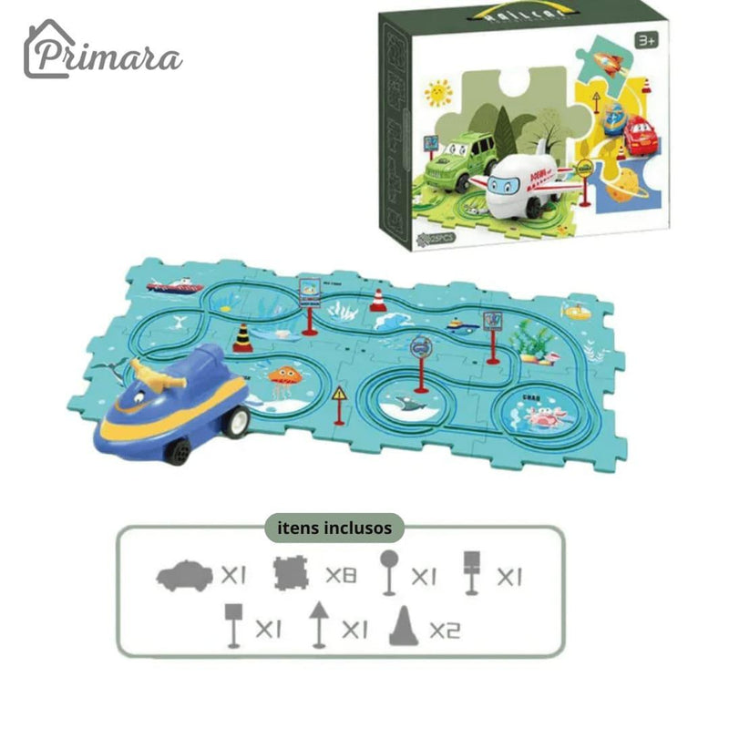 Pista Carkids - Carrinho Elétrico com Trilha Educativa + Acessórios de Brinde