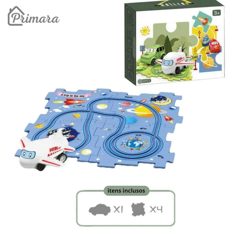 Pista Carkids - Carrinho Elétrico com Trilha Educativa + Acessórios de Brinde