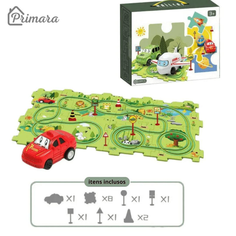 Pista Carkids - Carrinho Elétrico com Trilha Educativa + Acessórios de Brinde