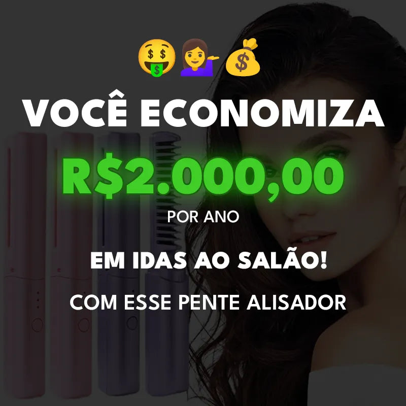 Pente Alisador de Cabelo 5 em 1 Sem Fio Lojazzo Beauty® + Brinde