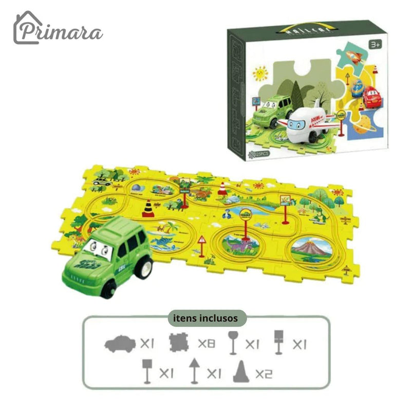 Pista Carkids - Carrinho Elétrico com Trilha Educativa + Acessórios de Brinde