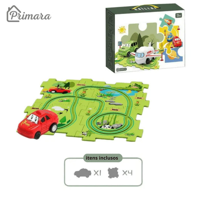 Pista Carkids - Carrinho Elétrico com Trilha Educativa + Acessórios de Brinde